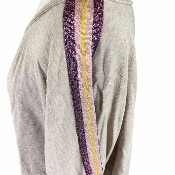 Threads4thought S Tan‎ sweatshirt w/racer stripes - Picture 7 of 7